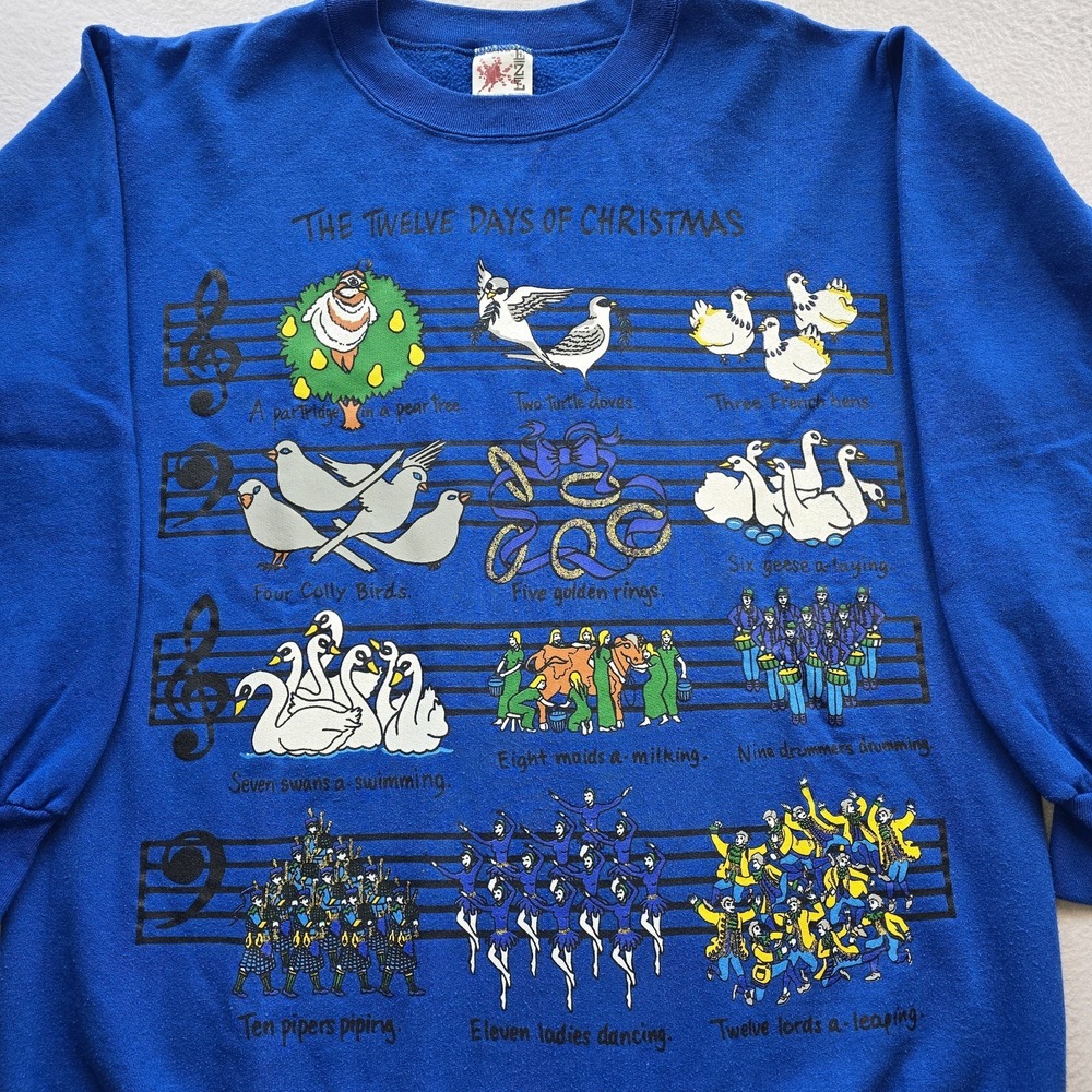 Vintage 1992 EZL by Marcy 'n Me "The Twelve Days of Christmas" Graphic Crewneck.
